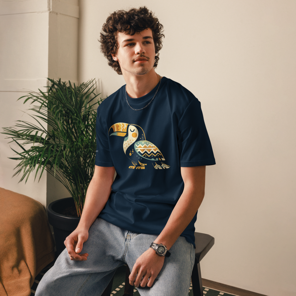HARMONY – Unisex Bio T Shirt | Geometrisches Tukandesign von SOLVIVO | Symbol für Lebensfreude & Harmonie