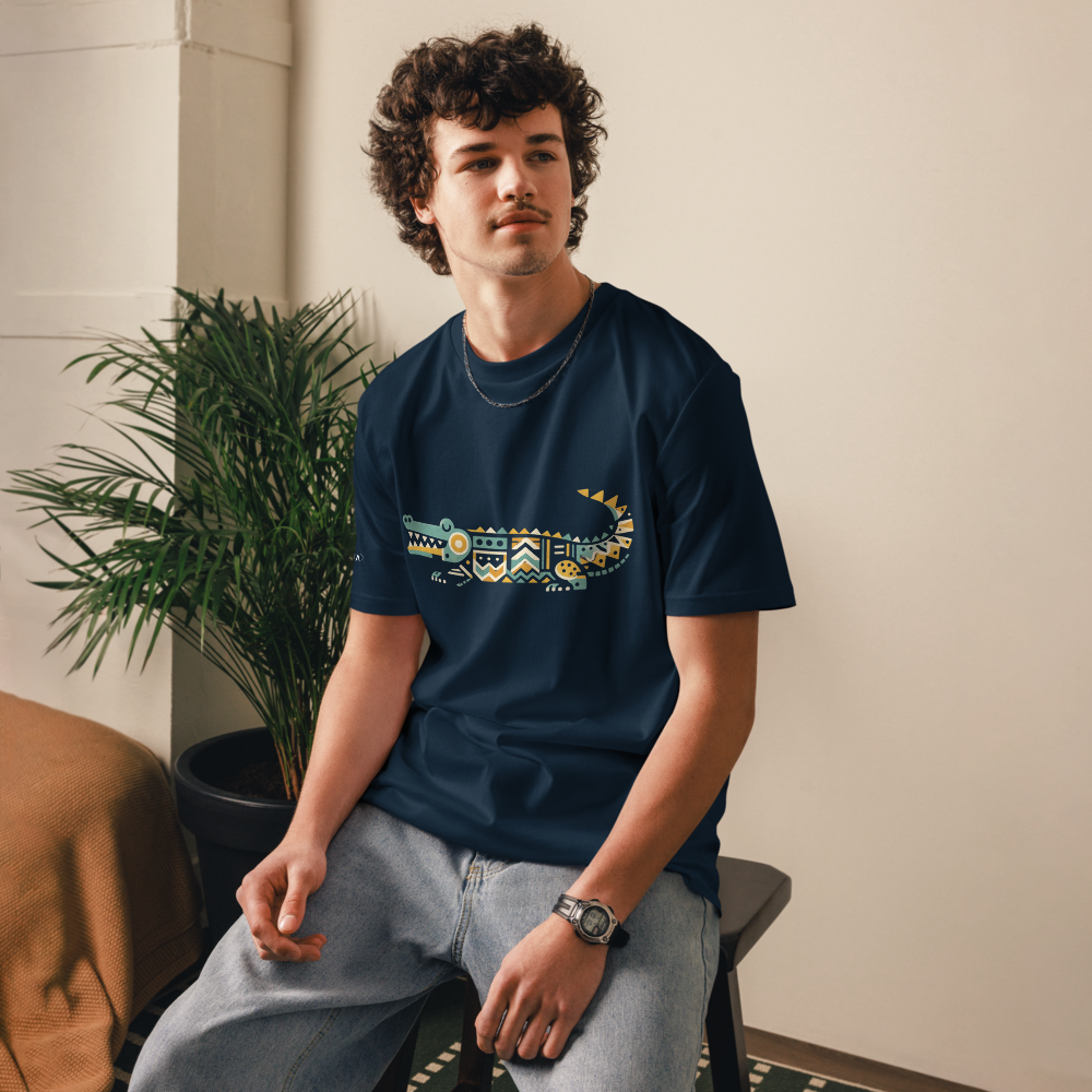 FLOW – Unisex Bio T Shirt | Geometrisches Krokodildesign von SOLVIVO | Symbol für Geduld & Beständigkeit
