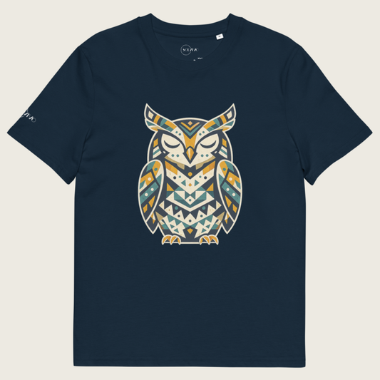 WISDOM – Unisex Bio T Shirt | Geometrisches Eulendesign von SOLVIVO | Symbol für Weisheit & Intuition