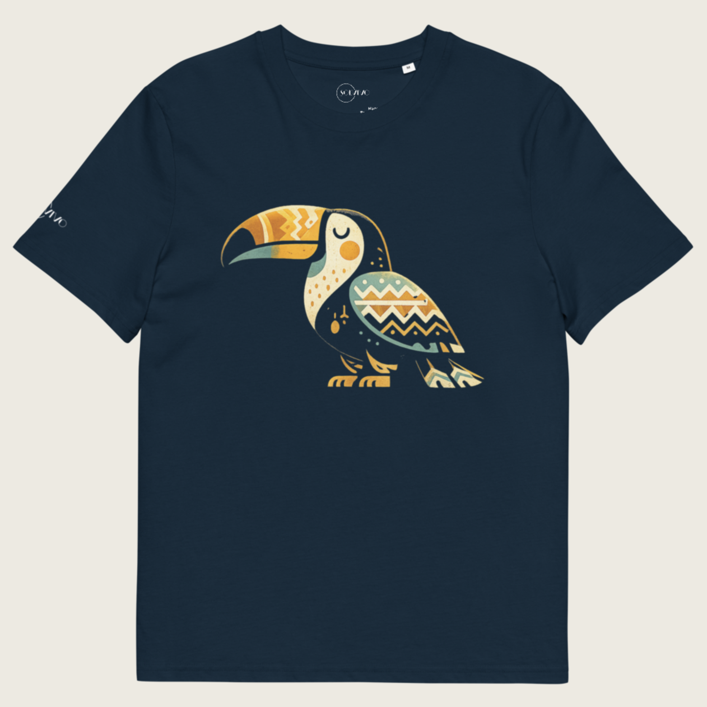 HARMONY – Unisex Bio T Shirt | Geometrisches Tukandesign von SOLVIVO | Symbol für Lebensfreude & Harmonie