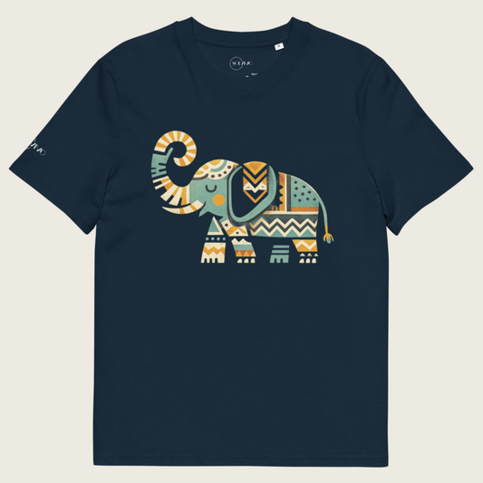 MEMORY – Unisex Bio T Shirt | Geometrisches Elefantendesign von SOLVIVO | Symbol für Stärke & Weisheit
