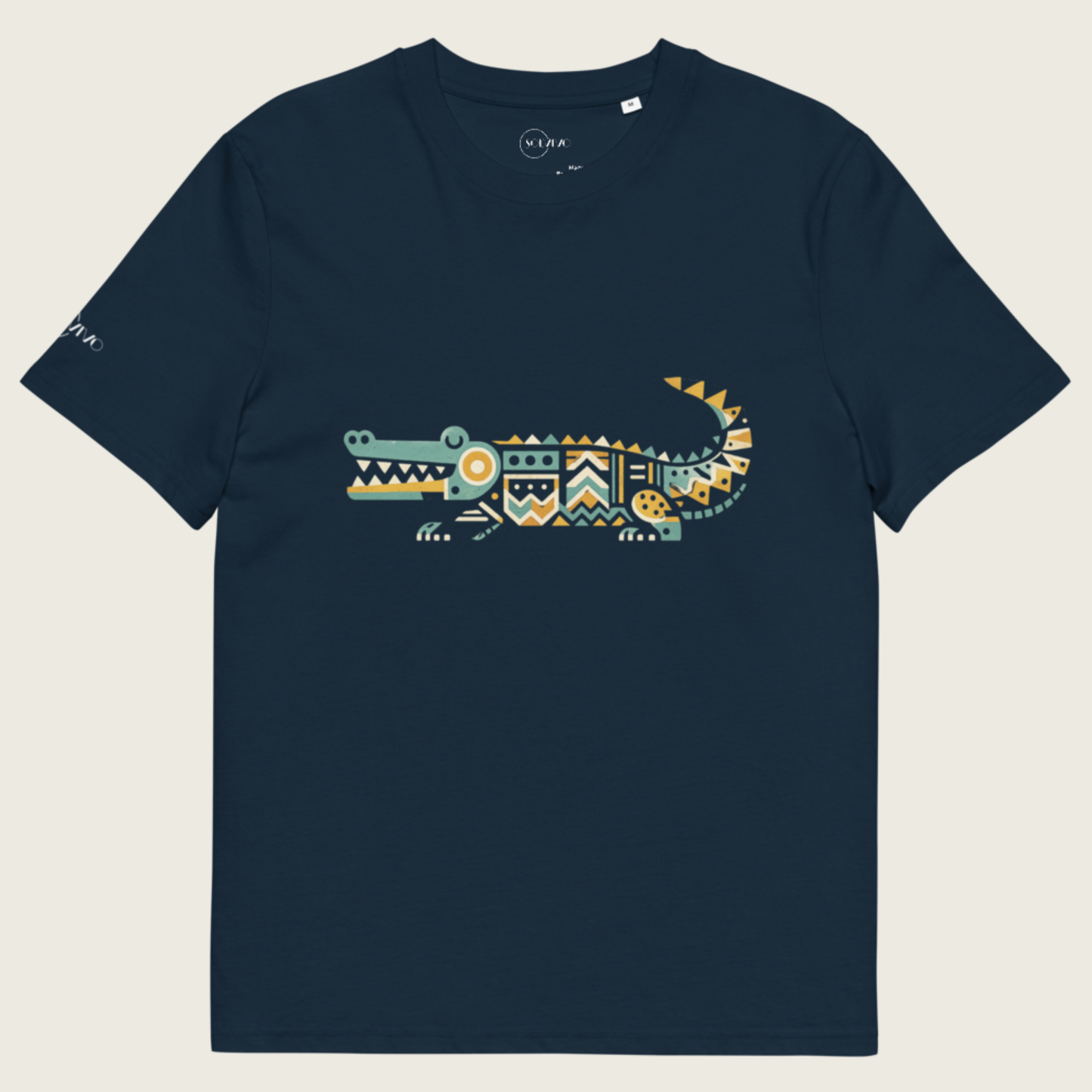 FLOW – Unisex Bio T Shirt | Geometrisches Krokodildesign von SOLVIVO | Symbol für Geduld & Beständigkeit