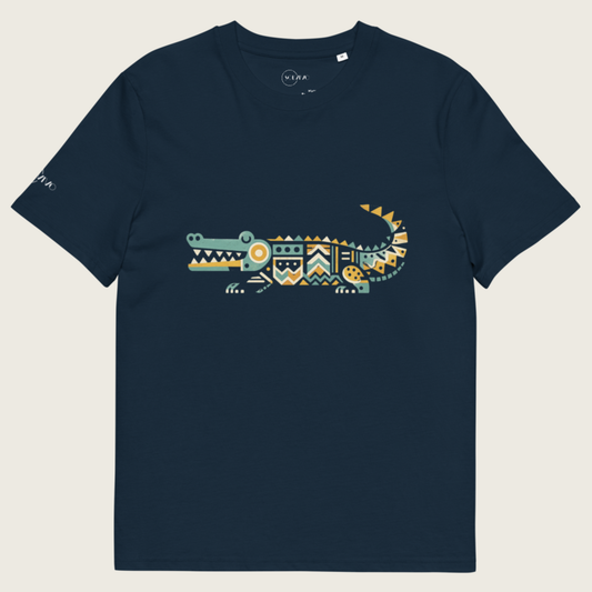 FLOW – Unisex Bio T Shirt | Geometrisches Krokodildesign von SOLVIVO | Symbol für Geduld & Beständigkeit