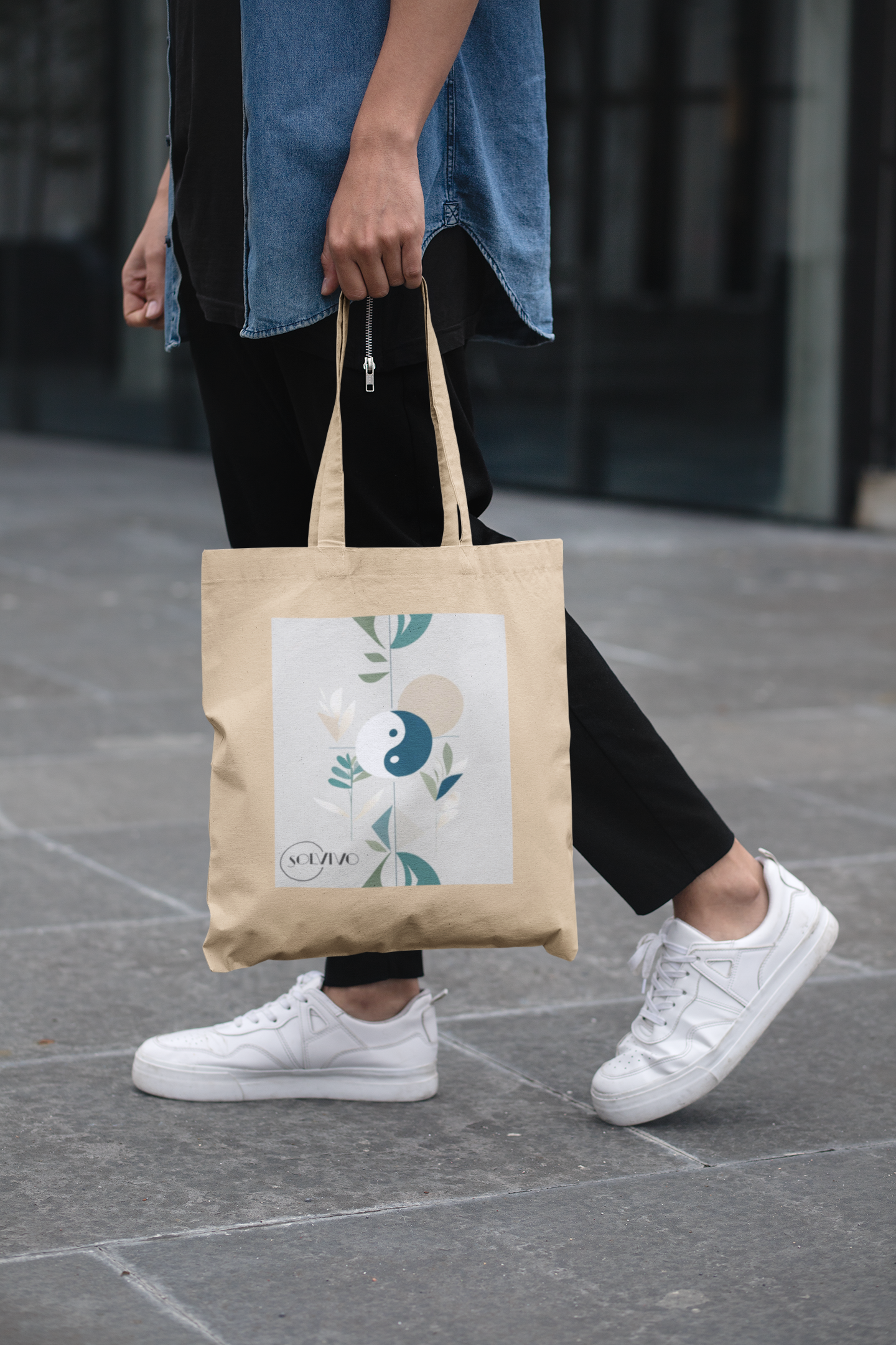 NIVO – Bio Tote Bag | Minimalistisches Design von SOLVIVO | Symbol für Balance & Stabilität
