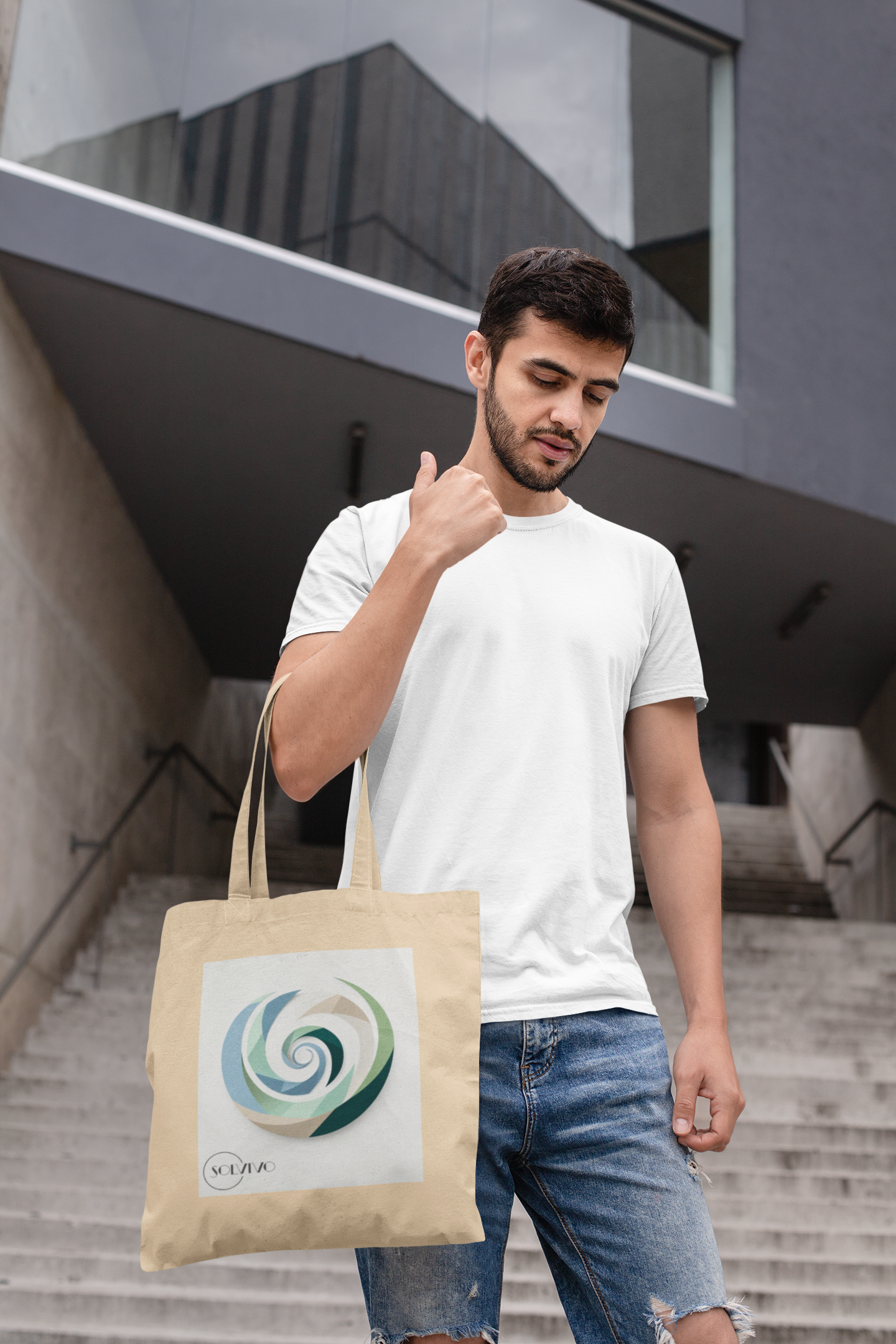 AUREA – Bio Tote Bag | Minimalistisches Design von SOLVIVO | Symbol für Goldene Mitte & innere Ruhe