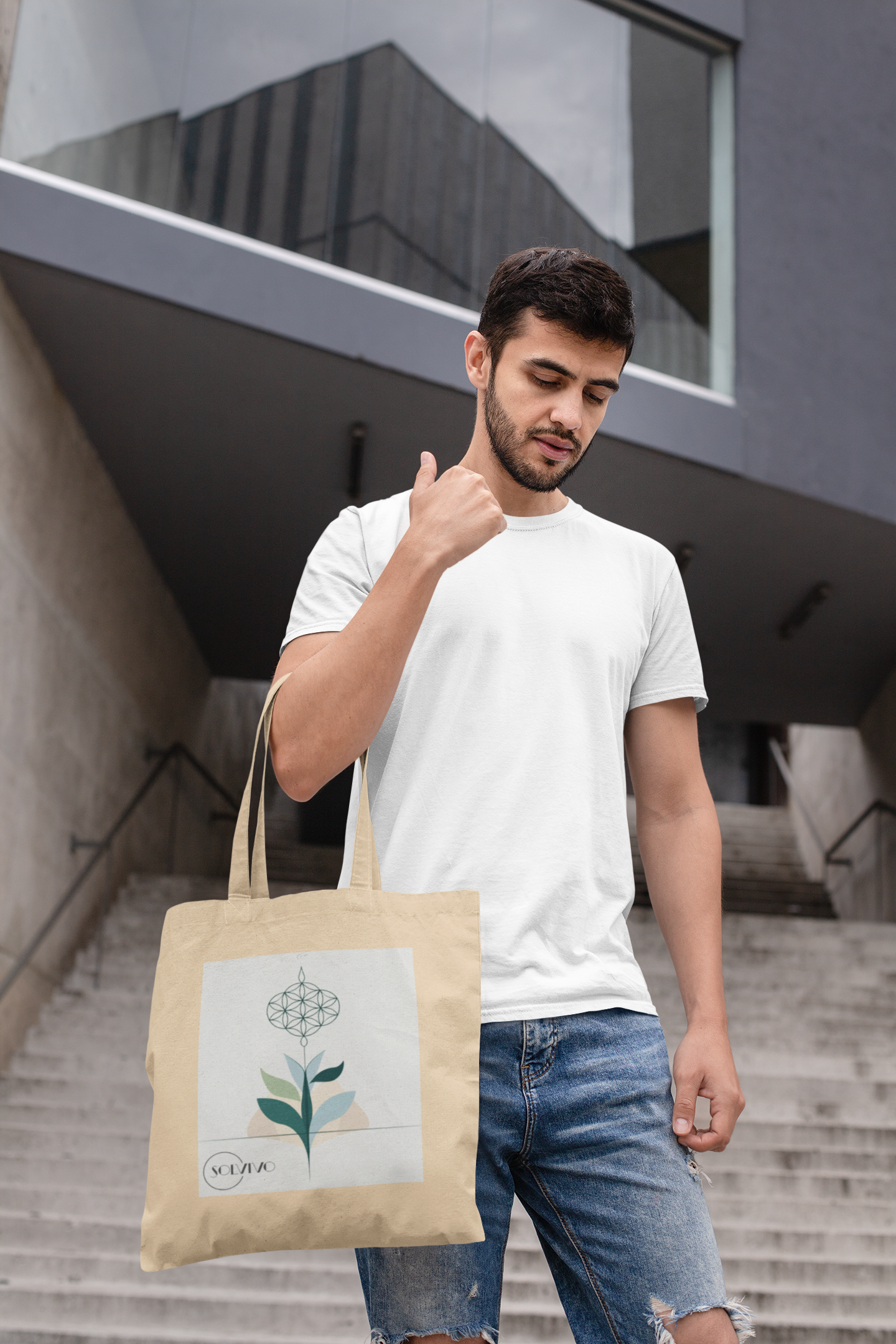 VITA – Bio Tote Bag | Minimalistisches Design von SOLVIVO | Symbol für Lebensenergie & Wachstum