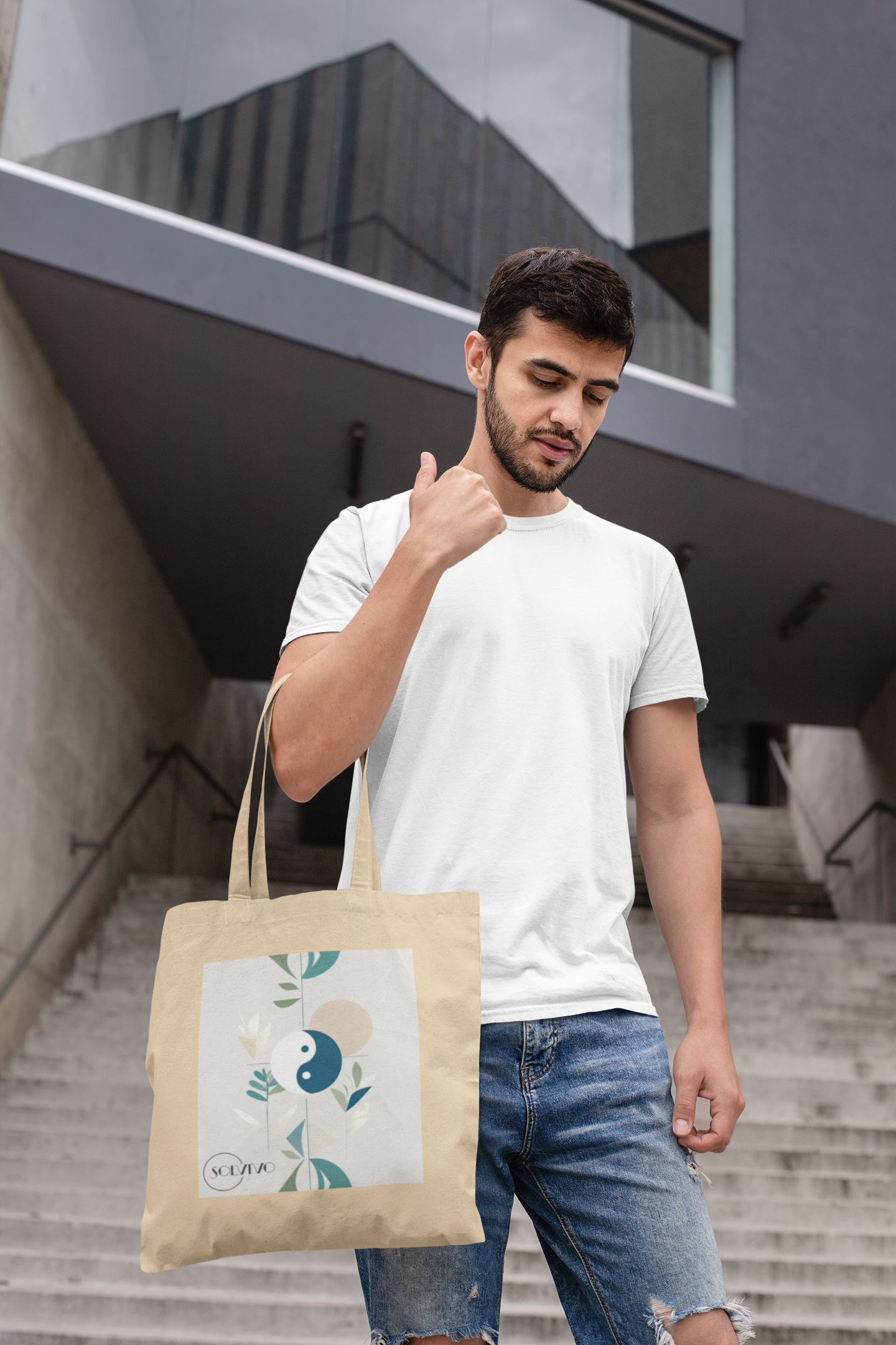 NIVO – Bio Tote Bag | Minimalistisches Design von SOLVIVO | Symbol für Balance & Stabilität