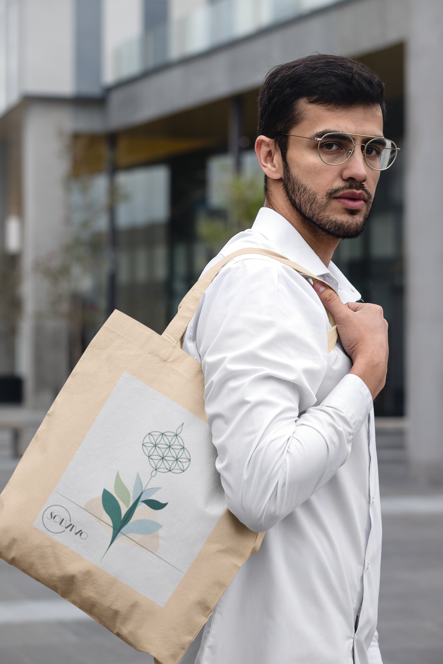 VITA – Bio Tote Bag | Minimalistisches Design von SOLVIVO | Symbol für Lebensenergie & Wachstum