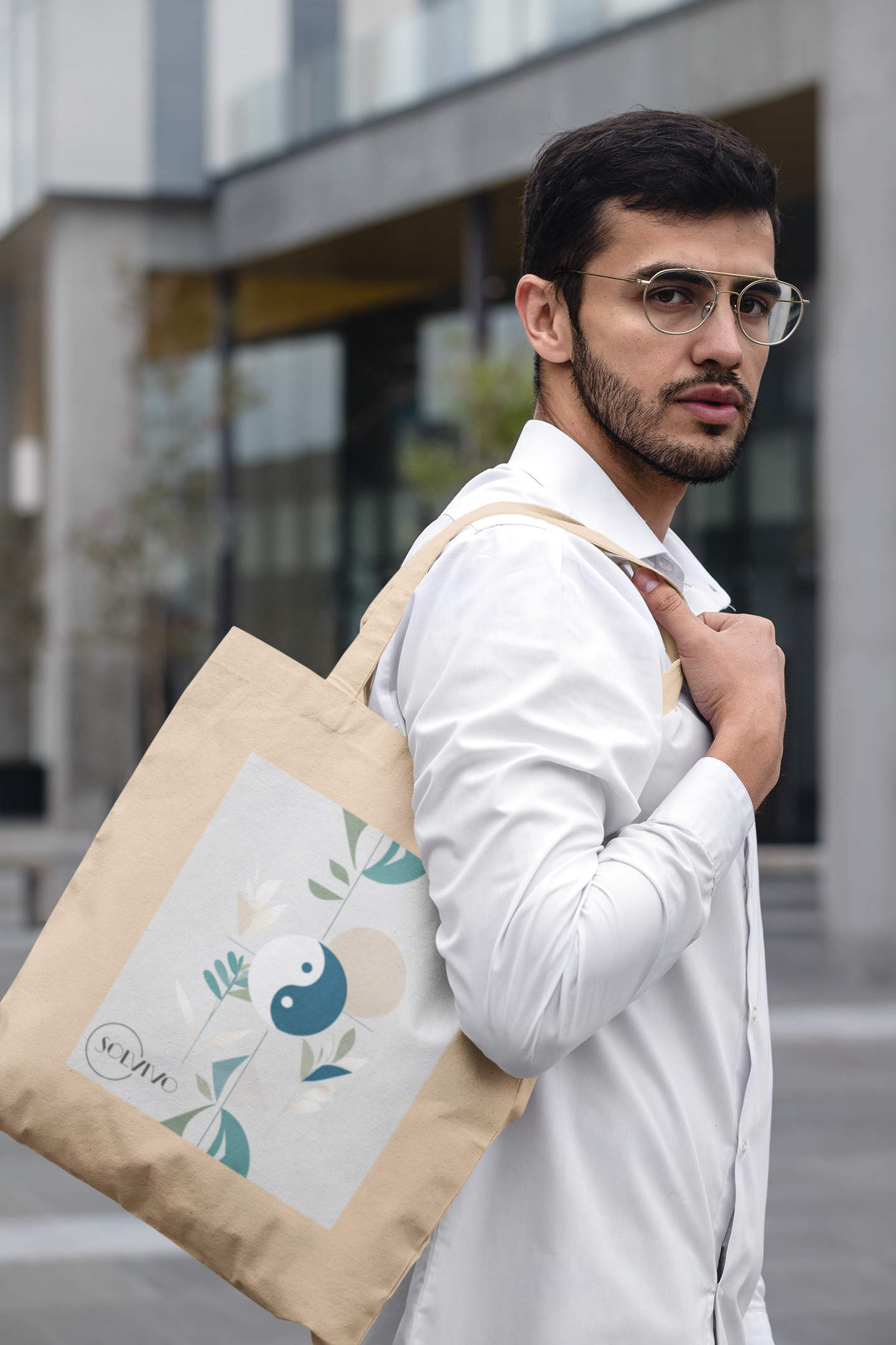 NIVO – Bio Tote Bag | Minimalistisches Design von SOLVIVO | Symbol für Balance & Stabilität