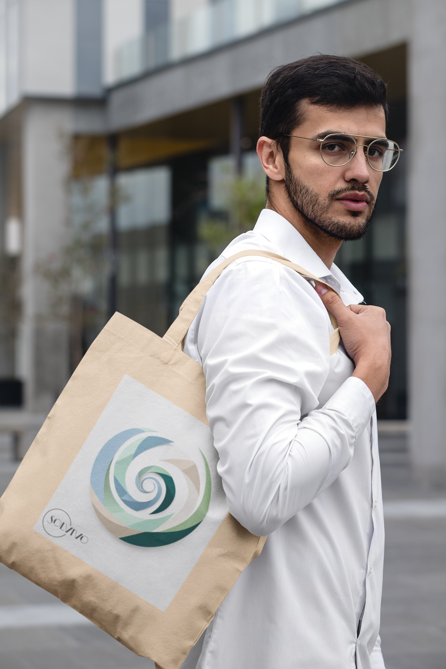 AUREA – Bio Tote Bag | Minimalistisches Design von SOLVIVO | Symbol für Goldene Mitte & innere Ruhe