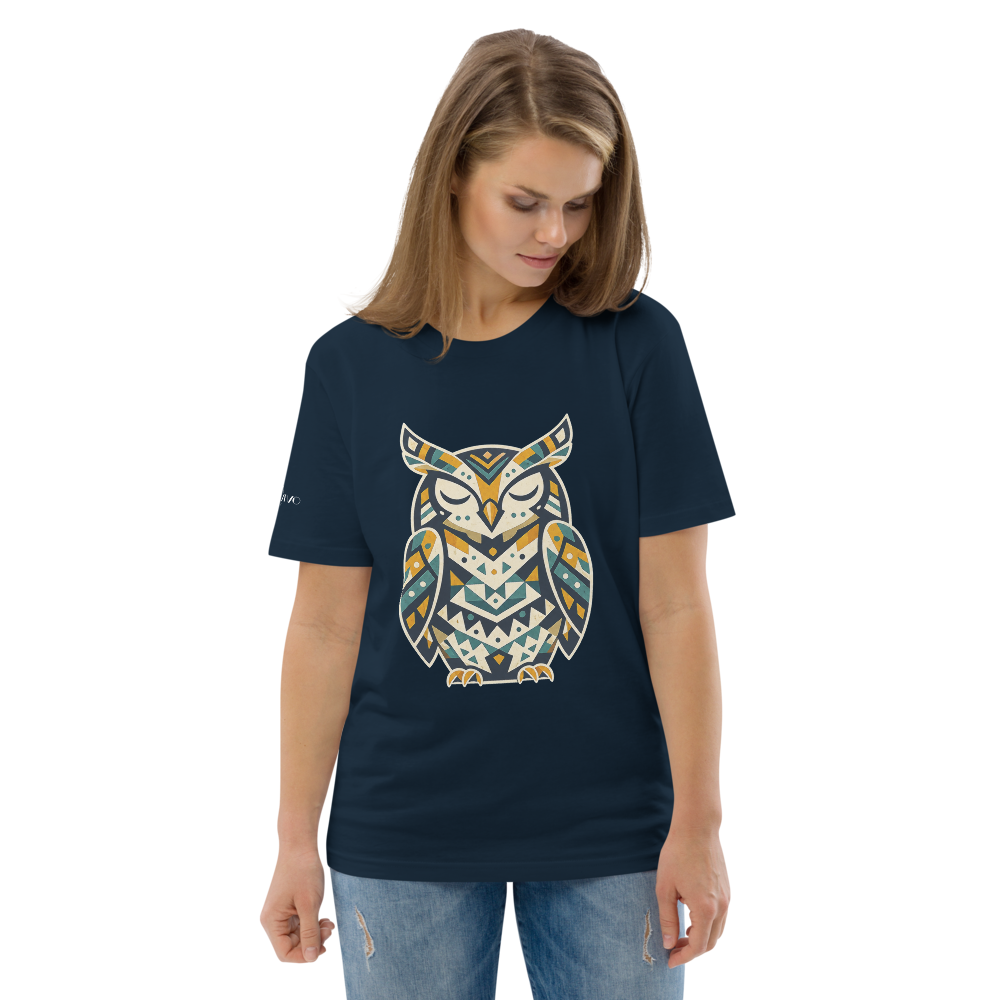 WISDOM – Unisex Bio T Shirt | Geometrisches Eulendesign von SOLVIVO | Symbol für Weisheit & Intuition