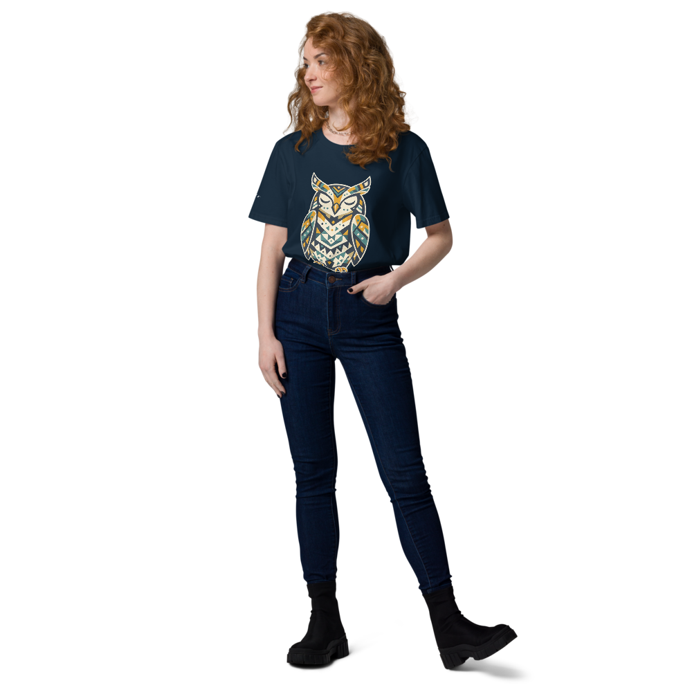 WISDOM – Unisex Bio T Shirt | Geometrisches Eulendesign von SOLVIVO | Symbol für Weisheit & Intuition
