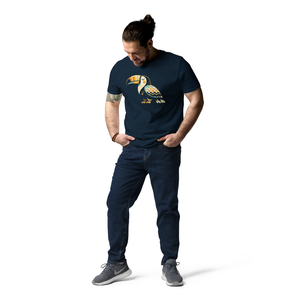 HARMONY – Unisex Bio T Shirt | Geometrisches Tukandesign von SOLVIVO | Symbol für Lebensfreude & Harmonie