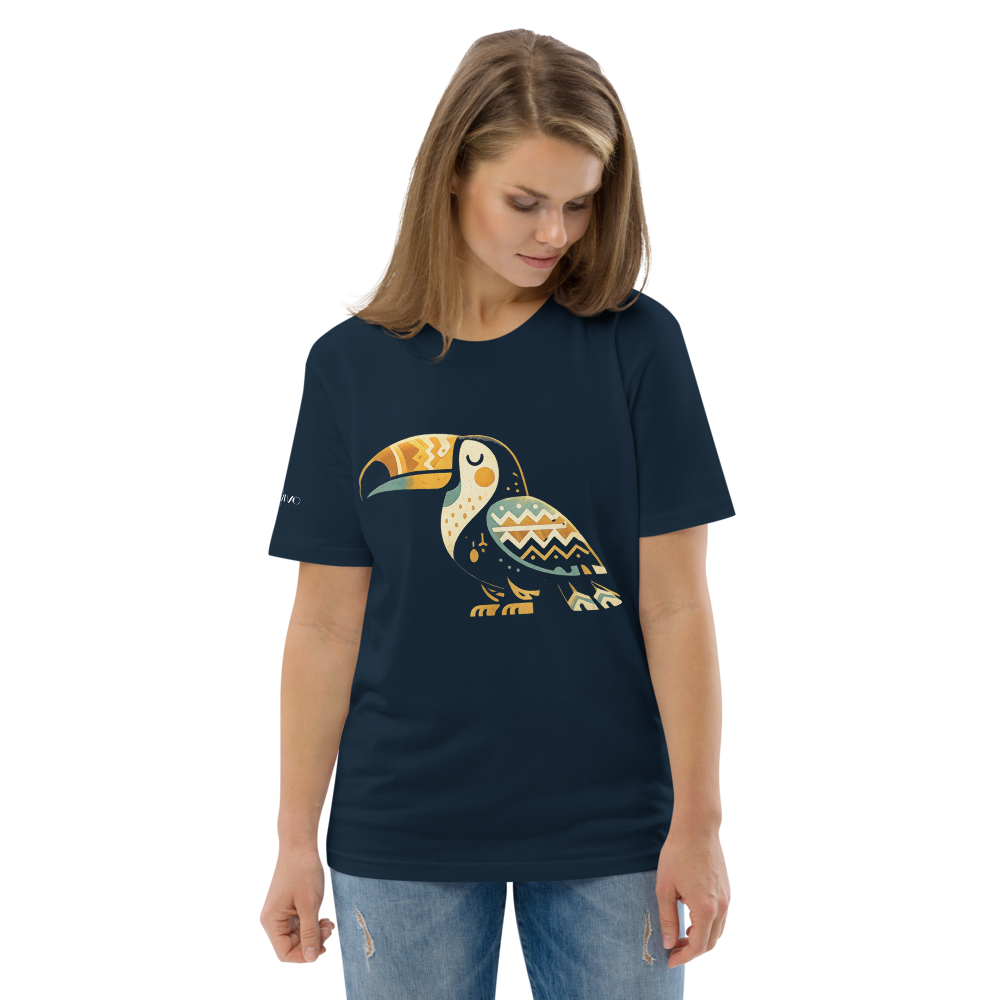 HARMONY – Unisex Bio T Shirt | Geometrisches Tukandesign von SOLVIVO | Symbol für Lebensfreude & Harmonie