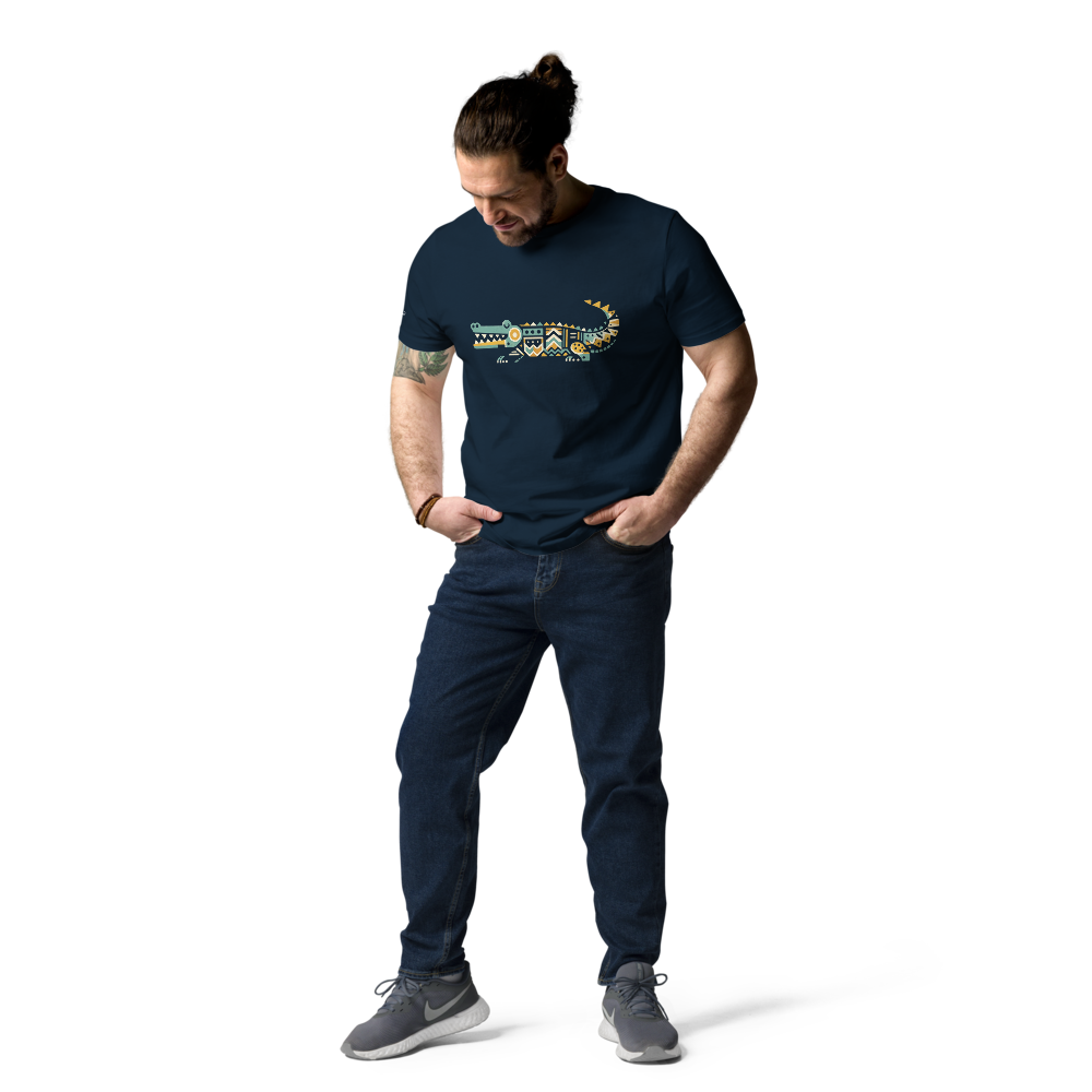 FLOW – Unisex Bio T Shirt | Geometrisches Krokodildesign von SOLVIVO | Symbol für Geduld & Beständigkeit