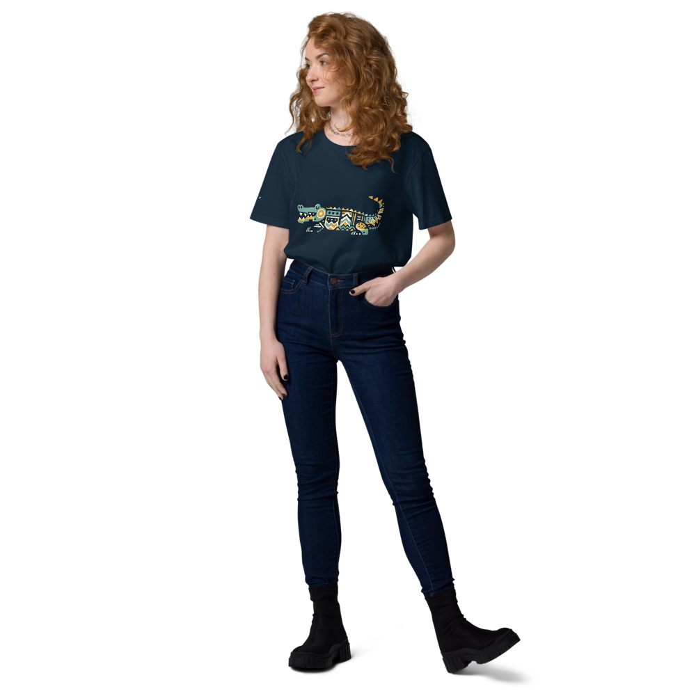 FLOW – Unisex Bio T Shirt | Geometrisches Krokodildesign von SOLVIVO | Symbol für Geduld & Beständigkeit