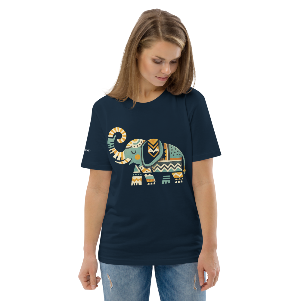 MEMORY – Unisex Bio T Shirt | Geometrisches Elefantendesign von SOLVIVO | Symbol für Stärke & Weisheit