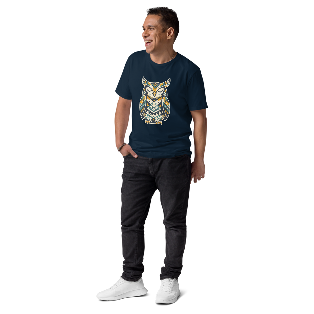 WISDOM – Unisex Bio T Shirt | Geometrisches Eulendesign von SOLVIVO | Symbol für Weisheit & Intuition