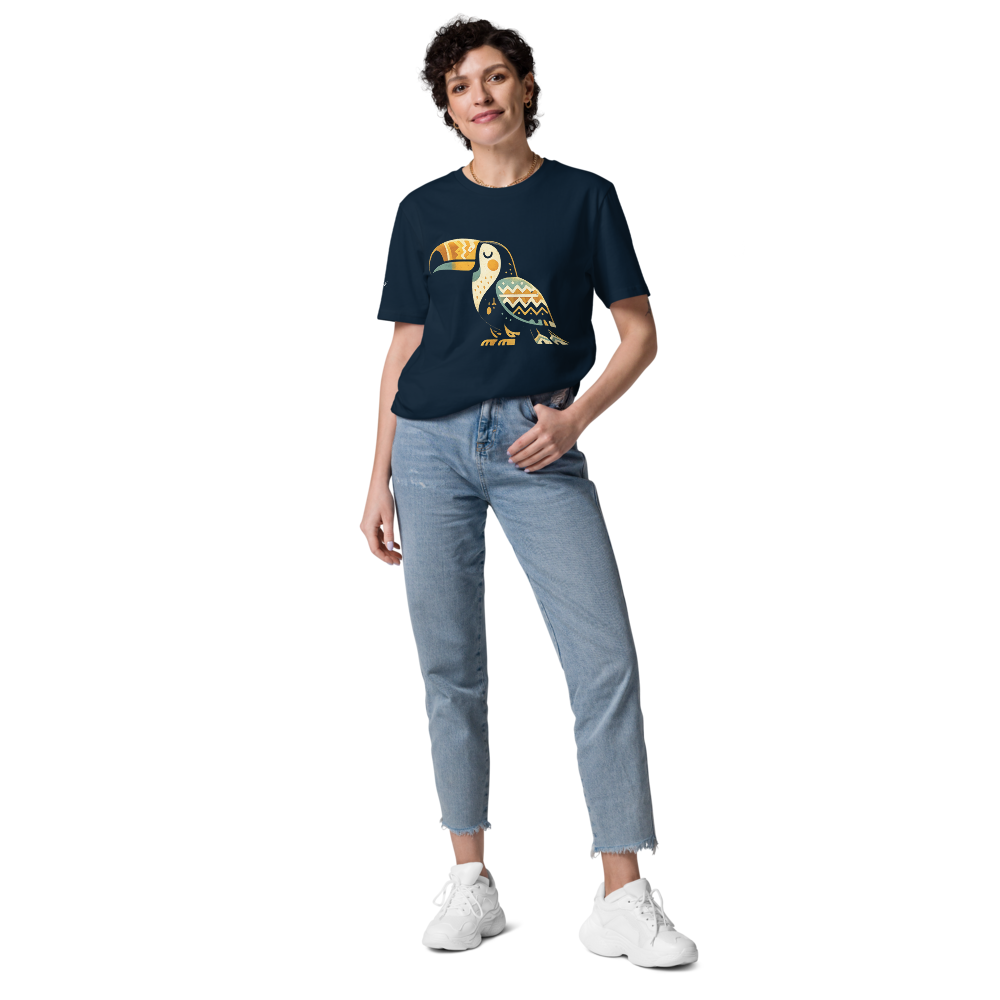 HARMONY – Unisex Bio T Shirt | Geometrisches Tukandesign von SOLVIVO | Symbol für Lebensfreude & Harmonie