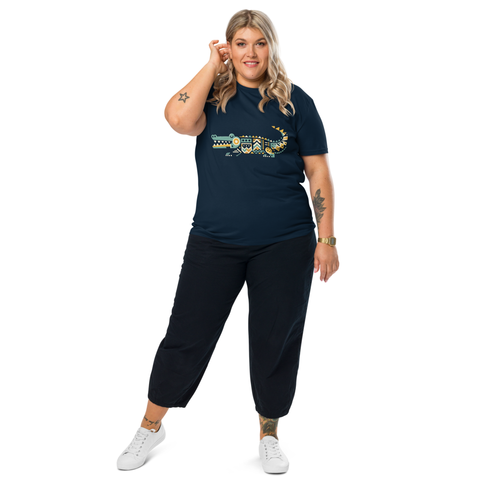 FLOW – Unisex Bio T Shirt | Geometrisches Krokodildesign von SOLVIVO | Symbol für Geduld & Beständigkeit