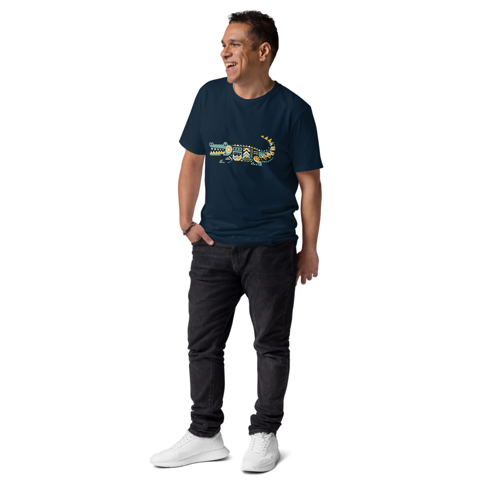 FLOW – Unisex Bio T Shirt | Geometrisches Krokodildesign von SOLVIVO | Symbol für Geduld & Beständigkeit