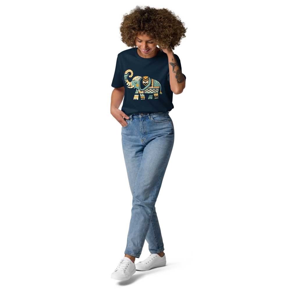 MEMORY – Unisex Bio T Shirt | Geometrisches Elefantendesign von SOLVIVO | Symbol für Stärke & Weisheit