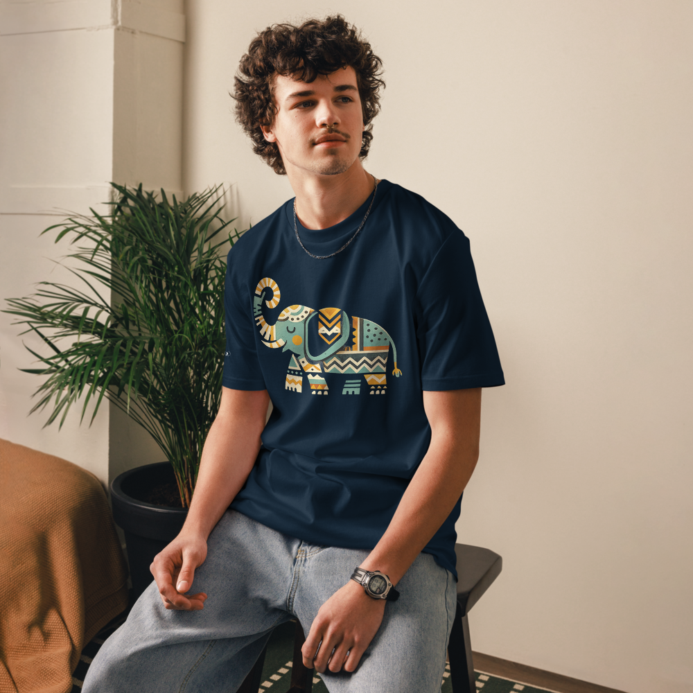 MEMORY – Unisex Bio T Shirt | Geometrisches Elefantendesign von SOLVIVO | Symbol für Stärke & Weisheit