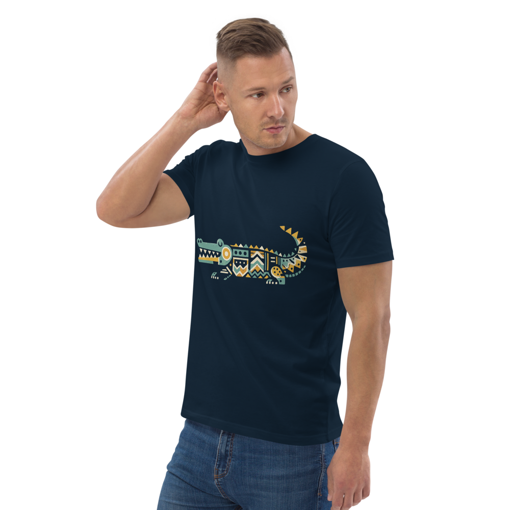 FLOW – Unisex Bio T Shirt | Geometrisches Krokodildesign von SOLVIVO | Symbol für Geduld & Beständigkeit